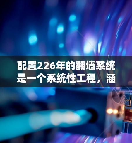 配置226年的翻墙系统是一个系统性工程,涵盖安装防火墙工具、配置设备、设置规则以及动态维护。以下是一个详细的步骤指南 配置226年的翻墙系统是一个系统性工程,涵盖安装防火墙工具、配置设备、设置规则以及动态维护。以下是一个详细的步骤指南